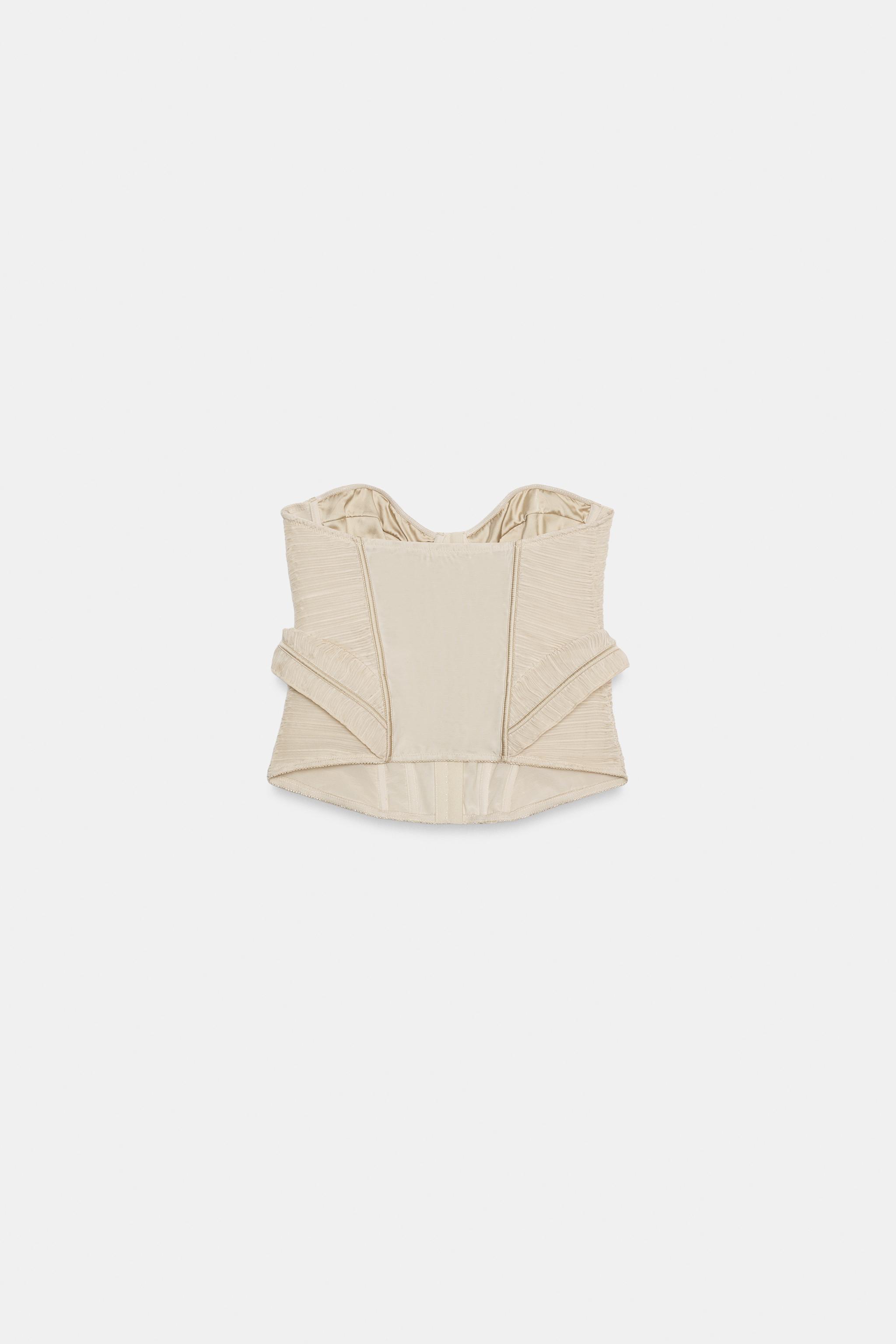 TEXTURED MIXED-FABRIC CORSET